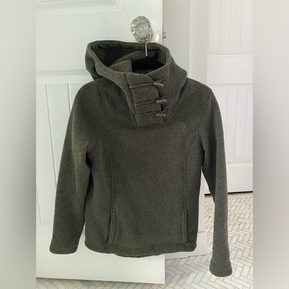 The North Face fleece. Olive, size small.